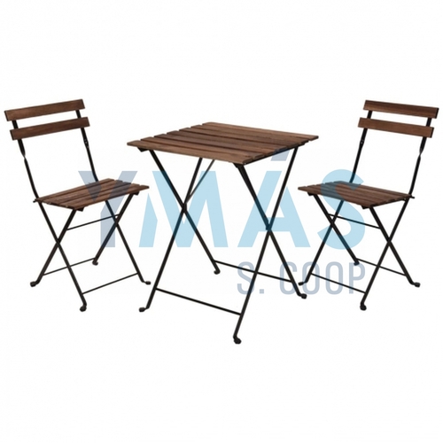 MESA MADERA +2SILLAS PLEGABLES MADERAS Y METAL