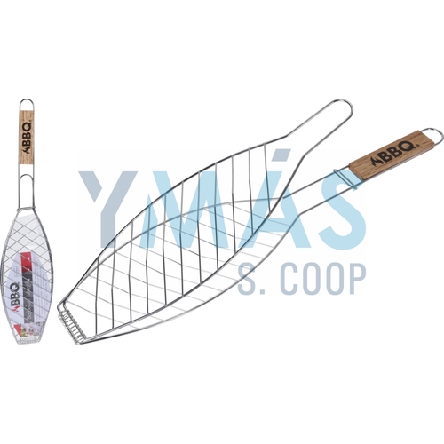 PARRILLA DE BARBACOA PARA PESCADO CROMADO 58X14CM