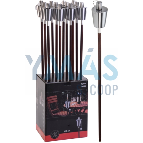 ANTORCHAS JARDIN ACERO INOX 115CM DEPOSITO 9X13CM