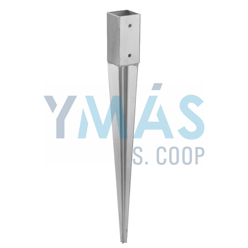 BASE GALVANIZADA CON PUNTA PARA POSTE 9X9 CM