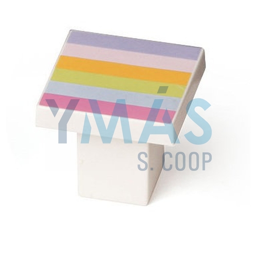 POMO FORMA CUADRADO ARCO IRIS ABS 30X30MM