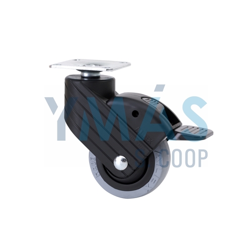 RUEDA GIRATORIA HP NYLON GOMA D50 NEGRA 42 C/FRENO